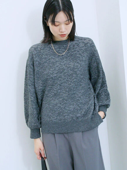 微起毛花ジャガードニットプルオーバー(チャコールグレー/ダークオレンジ/キナリ)|Samansa Mos2 blue(サマンサモスモス ブルー)通販