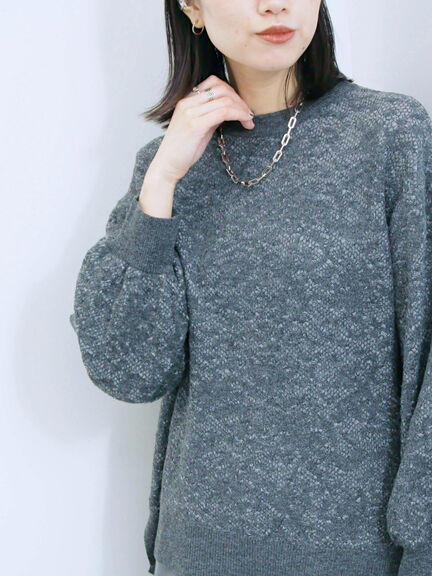 微起毛花ジャガードニットプルオーバー(チャコールグレー/ダークオレンジ/キナリ)|Samansa Mos2 blue(サマンサモスモス ブルー)通販