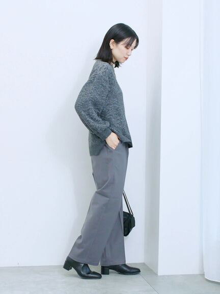 微起毛花ジャガードニットプルオーバー(チャコールグレー/ダークオレンジ/キナリ)|Samansa Mos2 blue(サマンサモスモス ブルー)通販