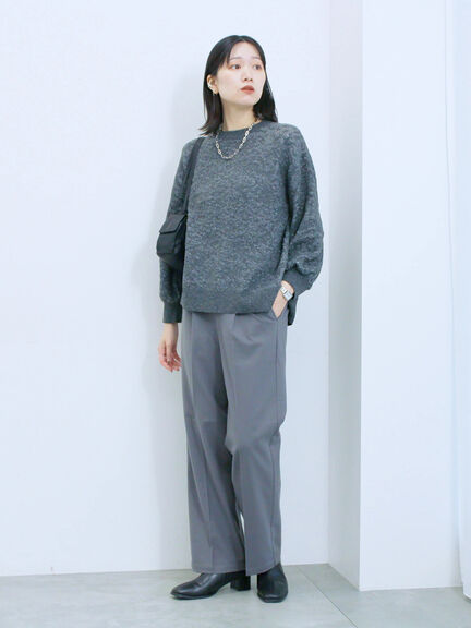 微起毛花ジャガードニットプルオーバー(チャコールグレー/ダークオレンジ/キナリ)|Samansa Mos2 blue(サマンサモスモス ブルー)通販