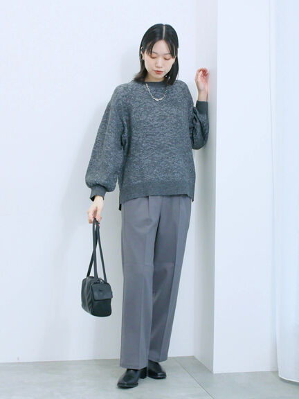 微起毛花ジャガードニットプルオーバー(チャコールグレー/ダークオレンジ/キナリ)|Samansa Mos2 blue(サマンサモスモス ブルー)通販