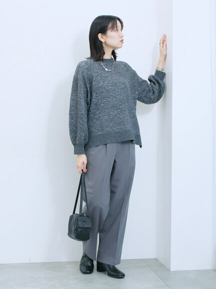 微起毛花ジャガードニットプルオーバー(チャコールグレー/ダークオレンジ/キナリ)|Samansa Mos2 blue(サマンサモスモス ブルー)通販