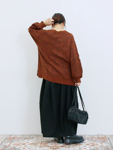 微起毛花ジャガードニットプルオーバー(チャコールグレー/ダークオレンジ/キナリ)|Samansa Mos2 blue(サマンサモスモス ブルー)通販