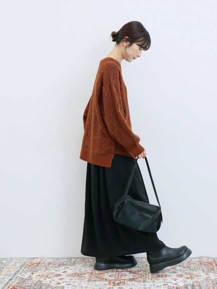 微起毛花ジャガードニットプルオーバー(チャコールグレー/ダークオレンジ/キナリ)|Samansa Mos2 blue(サマンサモスモス ブルー)通販