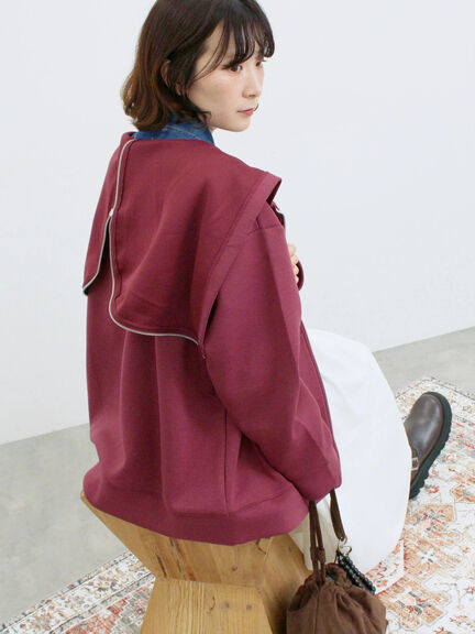 ダンボールフードジャケット(ブラック/ボルドー/キナリ)|Samansa Mos2 blue(サマンサモスモス ブルー)通販