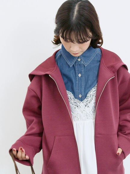 ダンボールフードジャケット(ブラック/ボルドー/キナリ)|Samansa Mos2 blue(サマンサモスモス ブルー)通販