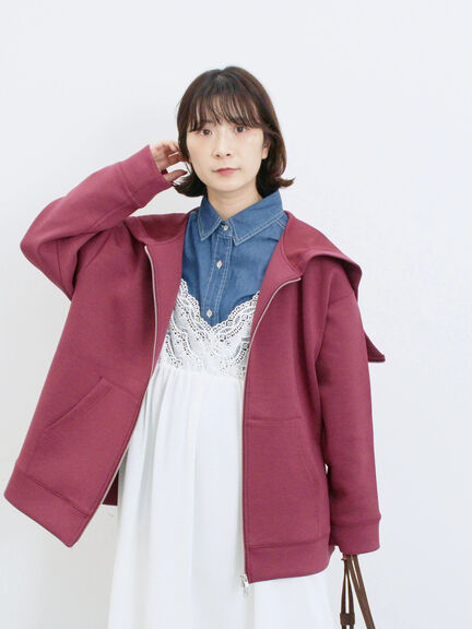 ダンボールフードジャケット(ブラック/ボルドー/キナリ)|Samansa Mos2 blue(サマンサモスモス ブルー)通販