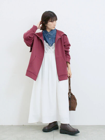 ダンボールフードジャケット(ブラック/ボルドー/キナリ)|Samansa Mos2 blue(サマンサモスモス ブルー)通販