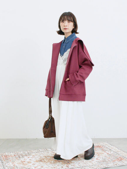 ダンボールフードジャケット(ブラック/ボルドー/キナリ)|Samansa Mos2 blue(サマンサモスモス ブルー)通販