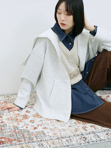 ダンボールフードジャケット(ブラック/ボルドー/キナリ)|Samansa Mos2 blue(サマンサモスモス ブルー)通販