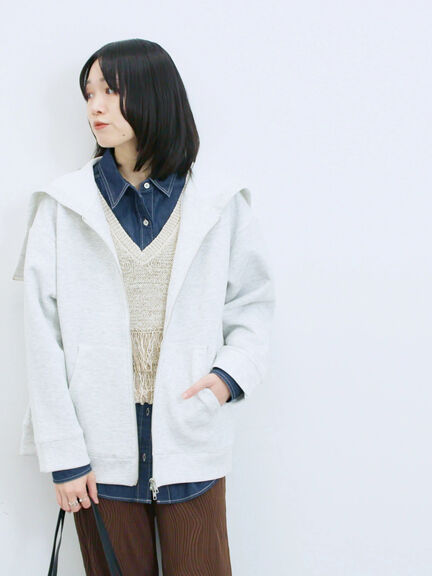 ダンボールフードジャケット(ブラック/ボルドー/キナリ)|Samansa Mos2 blue(サマンサモスモス ブルー)通販