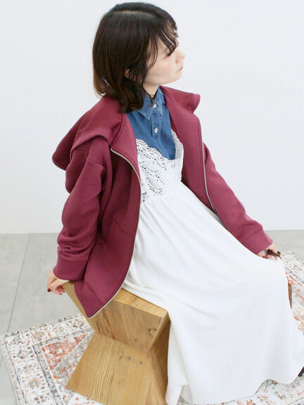 ダンボールフードジャケット(ブラック/ボルドー/キナリ)|Samansa Mos2 blue(サマンサモスモス ブルー)通販