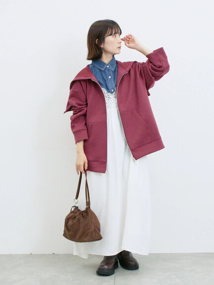 ダンボールフードジャケット(ブラック/ボルドー/キナリ)|Samansa Mos2 blue(サマンサモスモス ブルー)通販