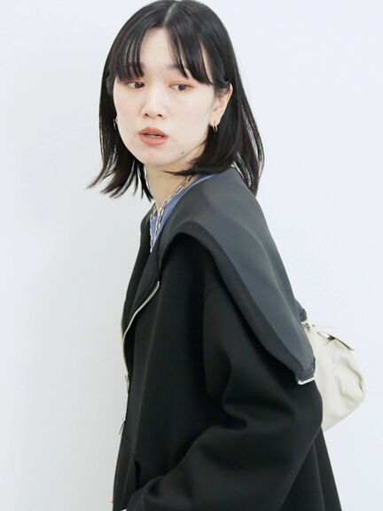 ダンボールフードジャケット(ブラック/ボルドー/キナリ)|Samansa Mos2 blue(サマンサモスモス ブルー)通販