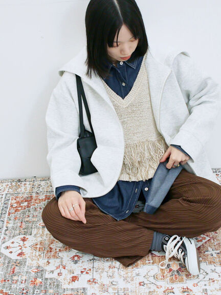 ダンボールフードジャケット(ブラック/ボルドー/キナリ)|Samansa Mos2 blue(サマンサモスモス ブルー)通販