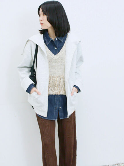 ダンボールフードジャケット(ブラック/ボルドー/キナリ)|Samansa Mos2 blue(サマンサモスモス ブルー)通販