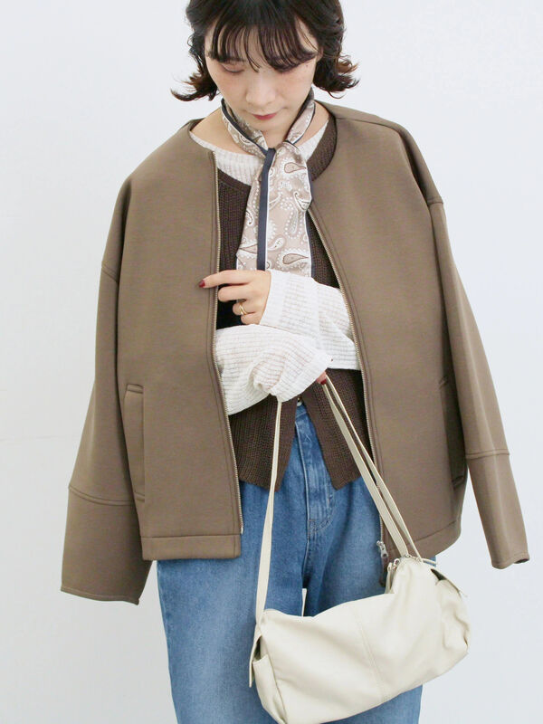 ダンボールクルーネックジャケット(ブラウン)|Samansa Mos2 blue(サマンサモスモス ブルー)通販