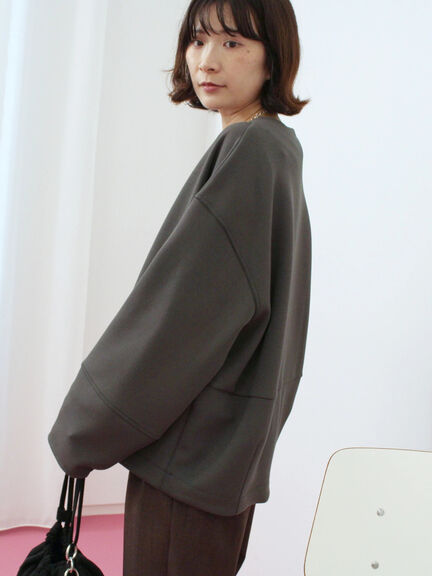 ダンボールクルーネックジャケット(チャコールグレー/ライトベージュ/ブラウン)|Samansa Mos2 blue(サマンサモスモス ブルー)通販