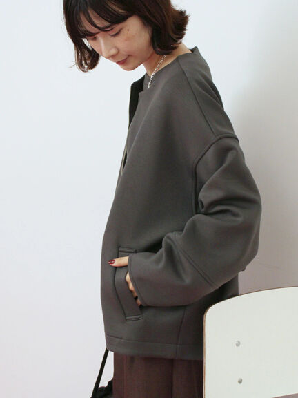 ダンボールクルーネックジャケット(チャコールグレー/ライトベージュ/ブラウン)|Samansa Mos2 blue(サマンサモスモス ブルー)通販