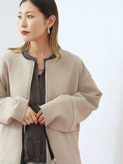 ダンボールクルーネックジャケット(チャコールグレー/ライトベージュ/ブラウン)|Samansa Mos2 blue(サマンサモスモス ブルー)通販