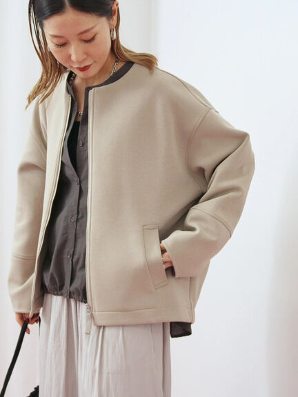 ダンボールクルーネックジャケット(チャコールグレー/ライトベージュ/ブラウン)|Samansa Mos2 blue(サマンサモスモス ブルー)通販