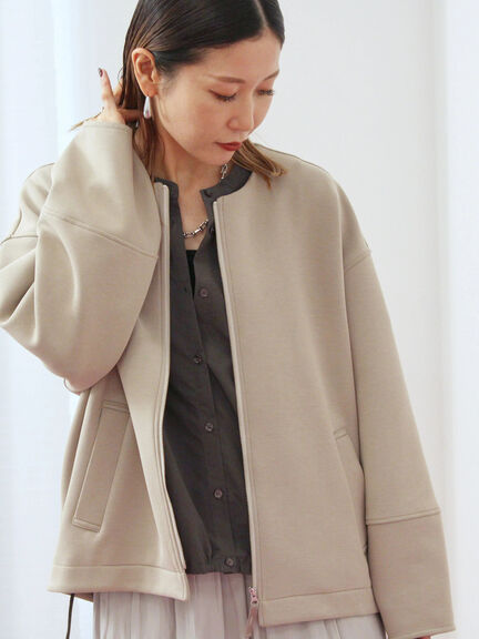 ダンボールクルーネックジャケット(チャコールグレー/ライトベージュ/ブラウン)|Samansa Mos2 blue(サマンサモスモス ブルー)通販