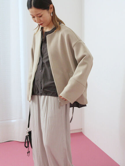 ダンボールクルーネックジャケット(チャコールグレー/ライトベージュ/ブラウン)|Samansa Mos2 blue(サマンサモスモス ブルー)通販