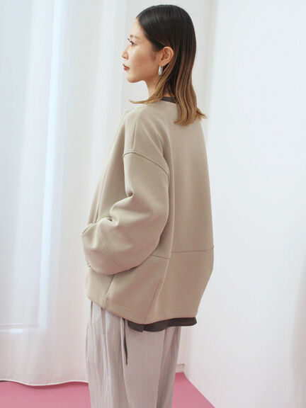 ダンボールクルーネックジャケット(チャコールグレー/ライトベージュ/ブラウン)|Samansa Mos2 blue(サマンサモスモス ブルー)通販