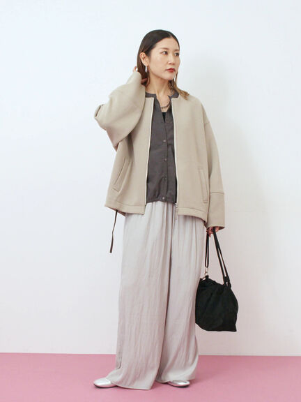 ダンボールクルーネックジャケット(チャコールグレー/ライトベージュ/ブラウン)|Samansa Mos2 blue(サマンサモスモス ブルー)通販