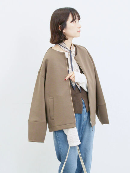 ダンボールクルーネックジャケット(チャコールグレー/ライトベージュ/ブラウン)|Samansa Mos2 blue(サマンサモスモス ブルー)通販