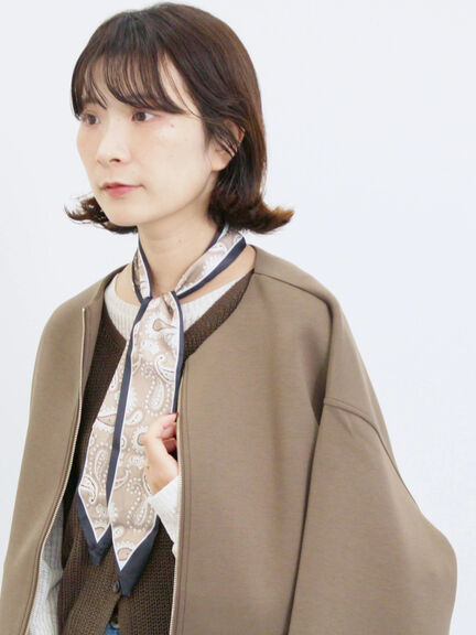 ダンボールクルーネックジャケット(チャコールグレー/ライトベージュ/ブラウン)|Samansa Mos2 blue(サマンサモスモス ブルー)通販