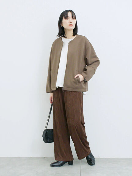 ダンボールクルーネックジャケット(チャコールグレー/ライトベージュ/ブラウン)|Samansa Mos2 blue(サマンサモスモス ブルー)通販