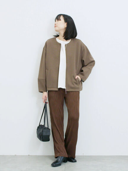 ダンボールクルーネックジャケット(チャコールグレー/ライトベージュ/ブラウン)|Samansa Mos2 blue(サマンサモスモス ブルー)通販