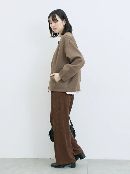 ダンボールクルーネックジャケット(チャコールグレー/ライトベージュ/ブラウン)|Samansa Mos2 blue(サマンサモスモス ブルー)通販