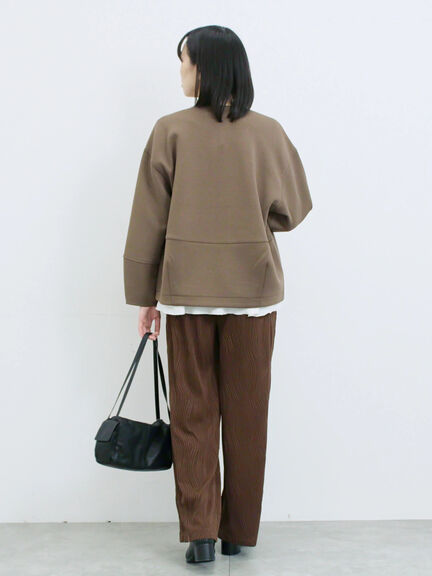 ダンボールクルーネックジャケット(チャコールグレー/ライトベージュ/ブラウン)|Samansa Mos2 blue(サマンサモスモス ブルー)通販