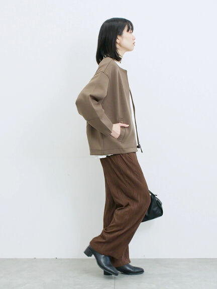 ダンボールクルーネックジャケット(チャコールグレー/ライトベージュ/ブラウン)|Samansa Mos2 blue(サマンサモスモス ブルー)通販