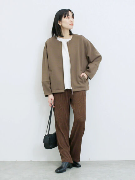 ダンボールクルーネックジャケット(チャコールグレー/ライトベージュ/ブラウン)|Samansa Mos2 blue(サマンサモスモス ブルー)通販