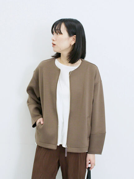 ダンボールクルーネックジャケット(チャコールグレー/ライトベージュ/ブラウン)|Samansa Mos2 blue(サマンサモスモス ブルー)通販