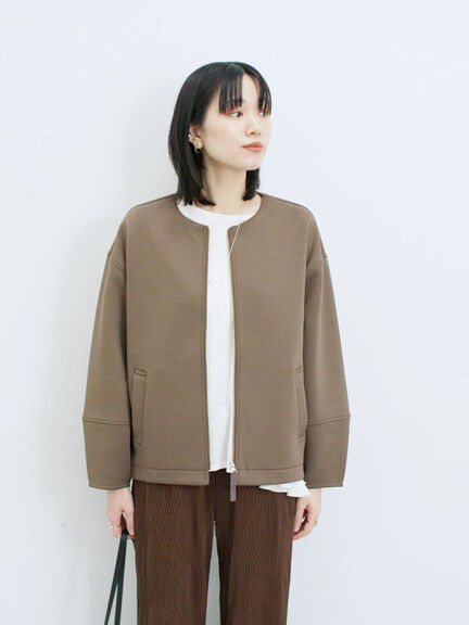 ダンボールクルーネックジャケット(チャコールグレー/ライトベージュ/ブラウン)|Samansa Mos2 blue(サマンサモスモス ブルー)通販