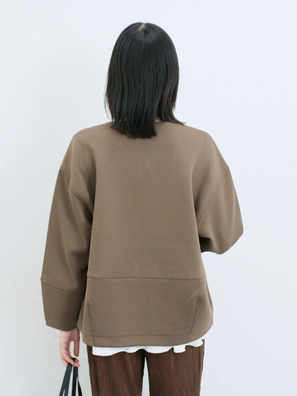 ダンボールクルーネックジャケット(チャコールグレー/ライトベージュ/ブラウン)|Samansa Mos2 blue(サマンサモスモス ブルー)通販