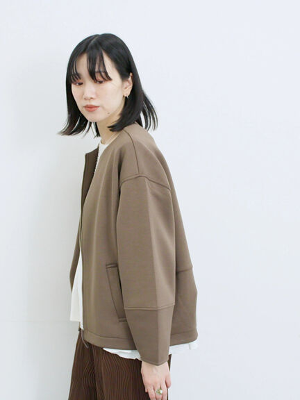 ダンボールクルーネックジャケット(チャコールグレー/ライトベージュ/ブラウン)|Samansa Mos2 blue(サマンサモスモス ブルー)通販