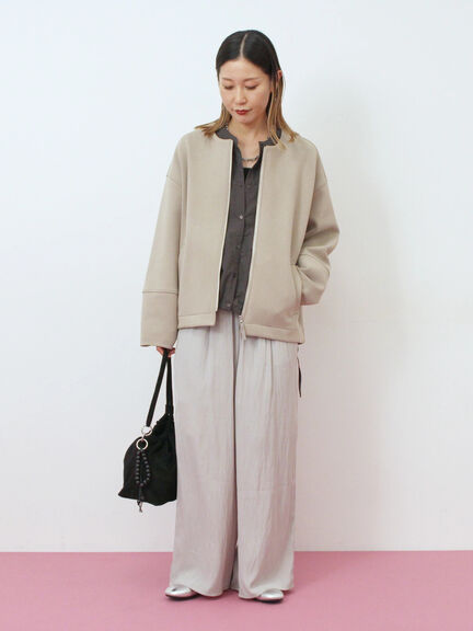 ダンボールクルーネックジャケット(チャコールグレー/ライトベージュ/ブラウン)|Samansa Mos2 blue(サマンサモスモス ブルー)通販