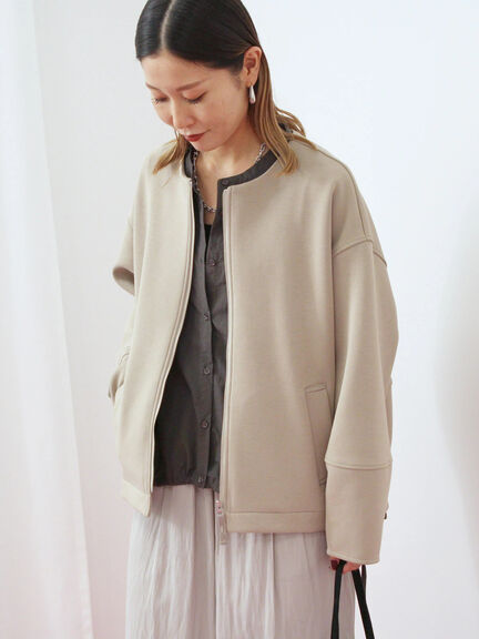 ダンボールクルーネックジャケット(チャコールグレー/ライトベージュ/ブラウン)|Samansa Mos2 blue(サマンサモスモス ブルー)通販