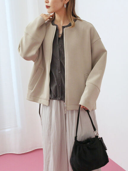 ダンボールクルーネックジャケット(チャコールグレー/ライトベージュ/ブラウン)|Samansa Mos2 blue(サマンサモスモス ブルー)通販