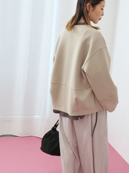 ダンボールクルーネックジャケット(チャコールグレー/ライトベージュ/ブラウン)|Samansa Mos2 blue(サマンサモスモス ブルー)通販