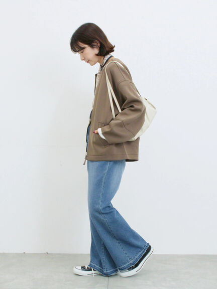 ダンボールクルーネックジャケット(チャコールグレー/ライトベージュ/ブラウン)|Samansa Mos2 blue(サマンサモスモス ブルー)通販