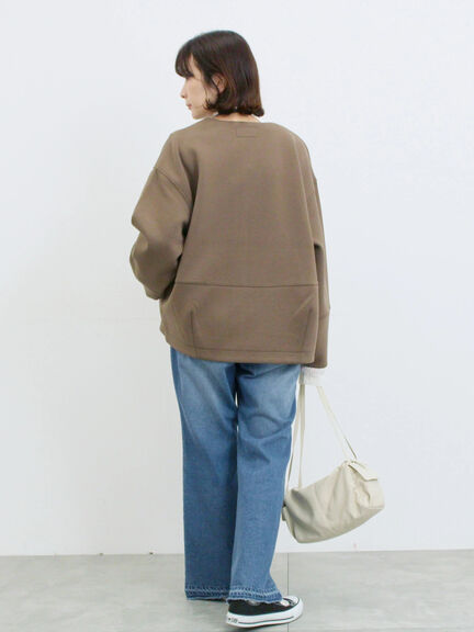 ダンボールクルーネックジャケット(チャコールグレー/ライトベージュ/ブラウン)|Samansa Mos2 blue(サマンサモスモス ブルー)通販