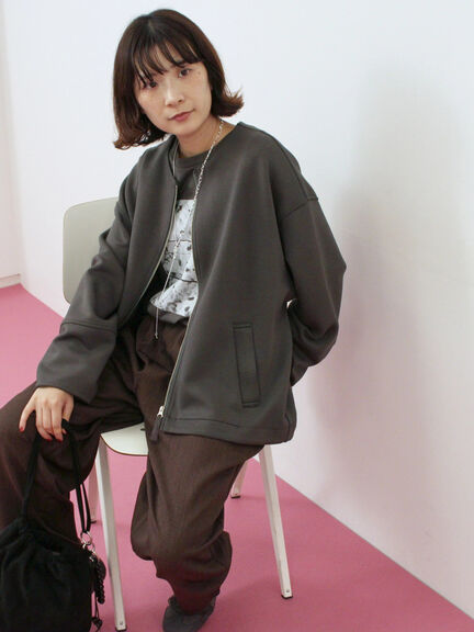 ダンボールクルーネックジャケット(チャコールグレー/ライトベージュ/ブラウン)|Samansa Mos2 blue(サマンサモスモス ブルー)通販