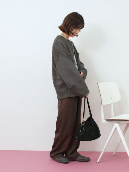 ダンボールクルーネックジャケット(チャコールグレー/ライトベージュ/ブラウン)|Samansa Mos2 blue(サマンサモスモス ブルー)通販