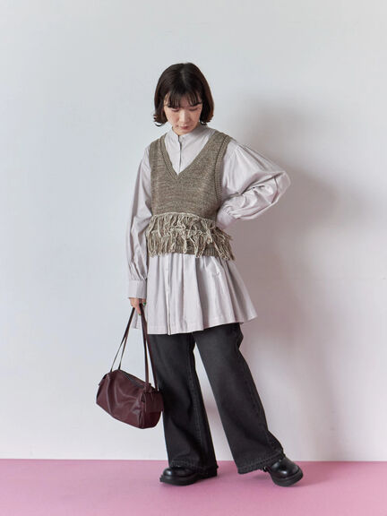 切り替えギャザーチュニックブラウス(ブラック/シュアカ/Sグレー)|Samansa Mos2 blue(サマンサモスモス ブルー)通販